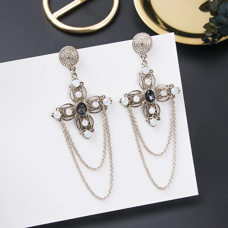 AE-CANFLY корейский стиль модные стразы висячие серьги-подвески длинные цепочки