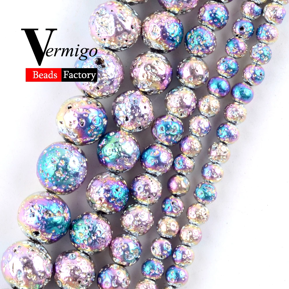 Бусины из гематита с радужной гравировкой минеральные бусины натуральным камнем