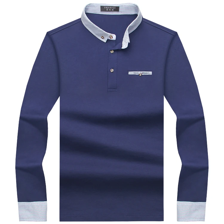 SHABIQI Новые бренды мужские рубашки поло с длинным рукавом Camisas POLO со стоячим воротником мужские рубашки поло размера плюс M-10XL