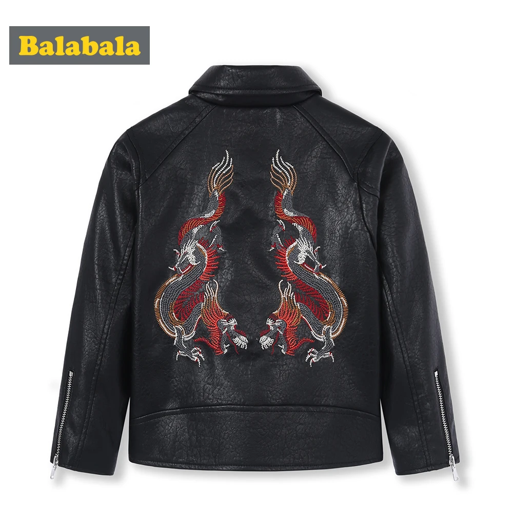 Детская байкерская куртка Balabala мотоциклетная из искусственной кожи для