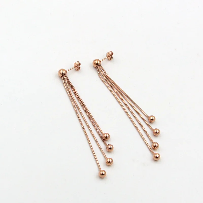 Женские серьги-подвески из нержавеющей стали розовое золото вечерние серьги с