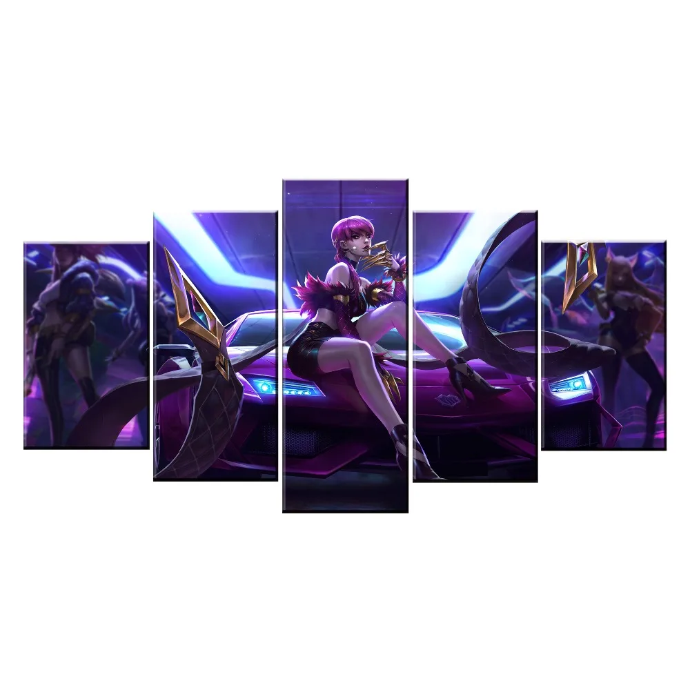 

Home Decor Modular Canvas Picture 5 Piece Evelynn K/DA LOL Game Painting Poster Wall For Home Canvas Wholesale