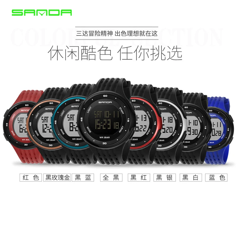 SANDA 338 модные спортивные часы для женщин электронные светодиодные цифровые