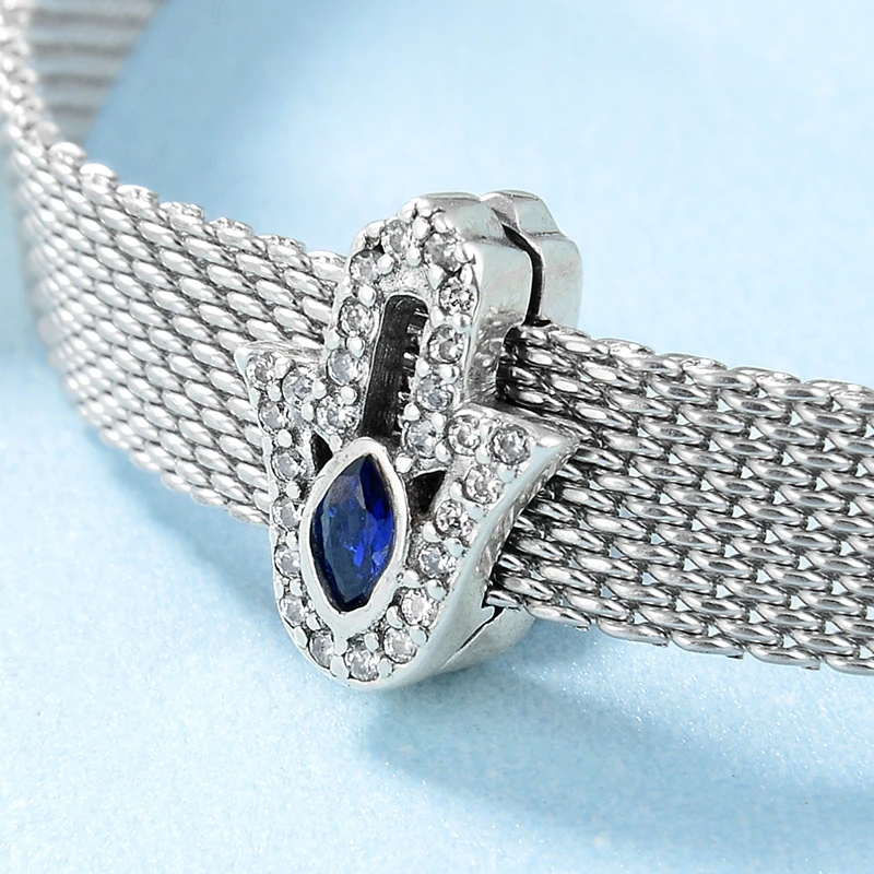 Lucky Hand of Fatima CZ сглаза 925 пробы Серебряные бусы-клипсы подходят к оригинальному отражению браслет для изготовления ювелирных изделий