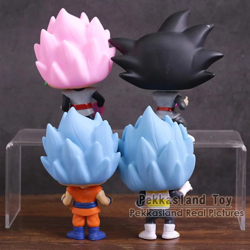 Dragon Ball Z Супер Saiyan Бог сын Гоку/Вегета/Роза Гоку черный большая голова куклы винил цифры игрушки 4 шт./компл