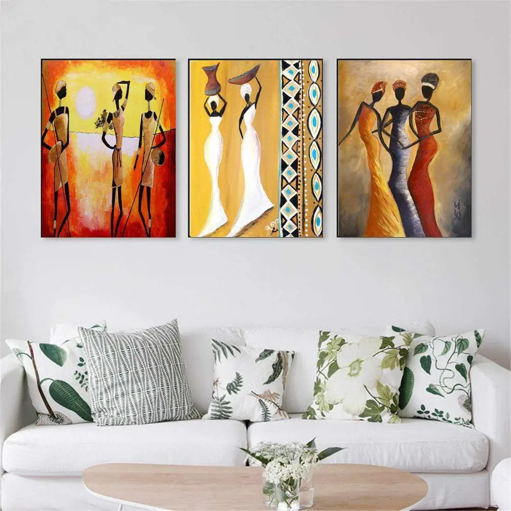 Abstract Painting of African Women Printed on Canvas