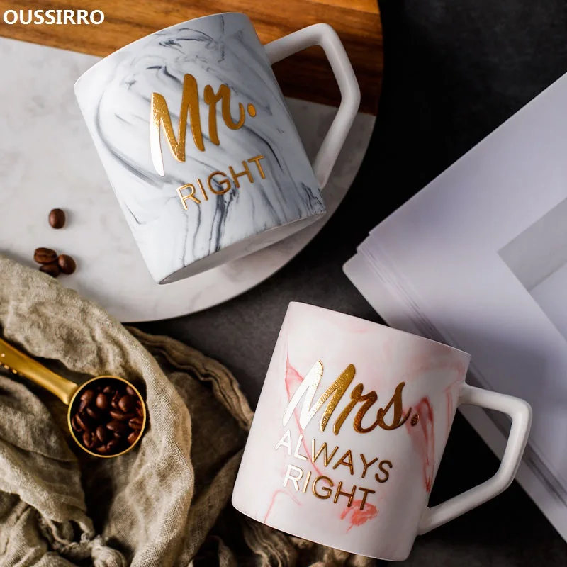 OUSSIRRO Мода натуральный мрамор фарфоровая кофейная кружка Mr and Mrs чай чашка молока творческий подарок на свадьбу юбилей