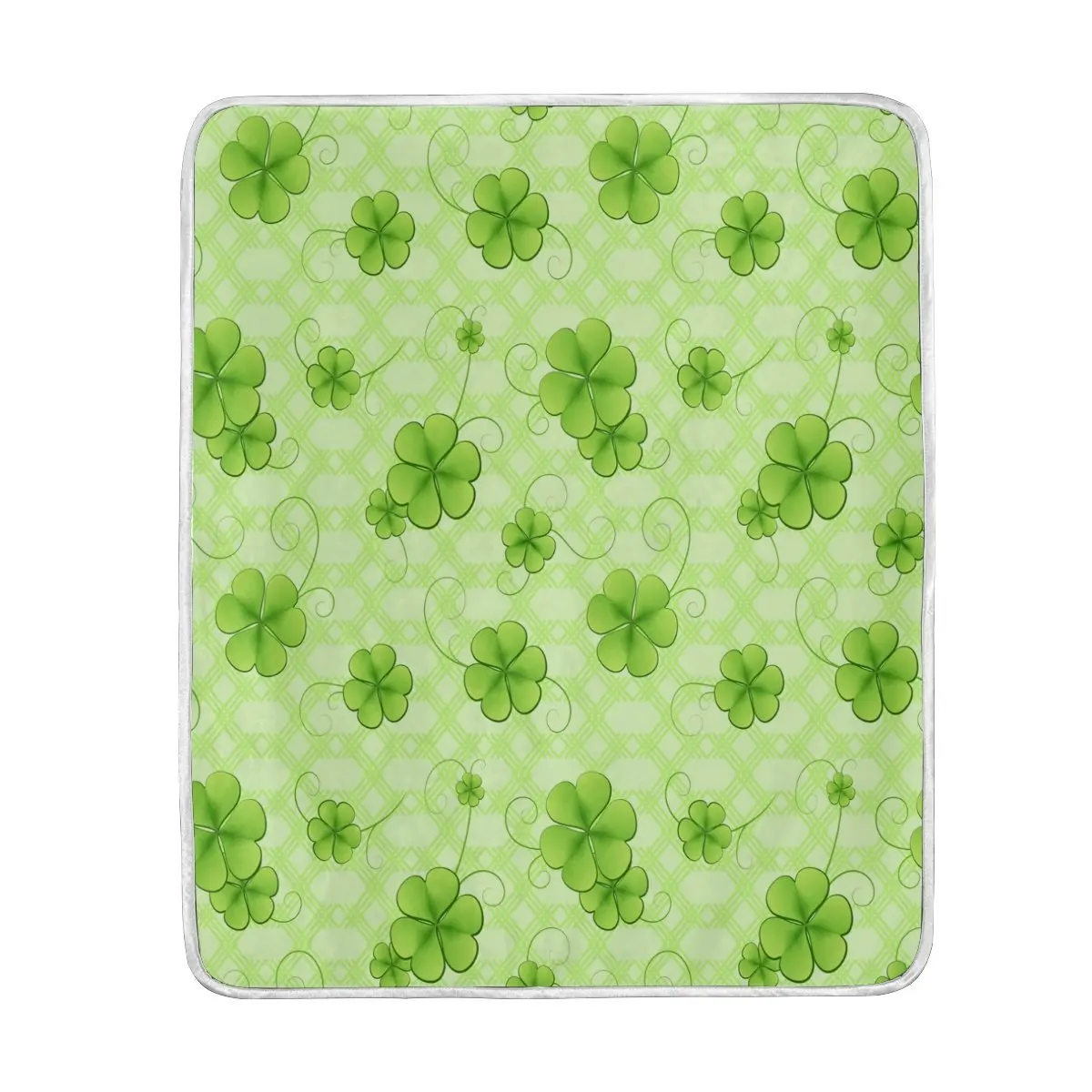 St Patrick's Day Shamrock Clover Blanket Soft Warm Cozy Bed Couch Lightweight Coral Fleece Throw for Kids Women Boy | Дом и сад
