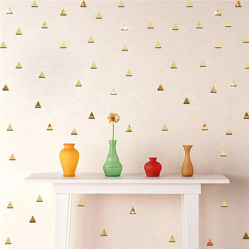 100 шт в виде маленьких треугольников акриловый зеркальный эффект стикеры стены