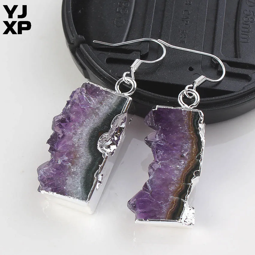 YJXP Позолоченные/серебряные серьги подвески неправильной формы с натуральным