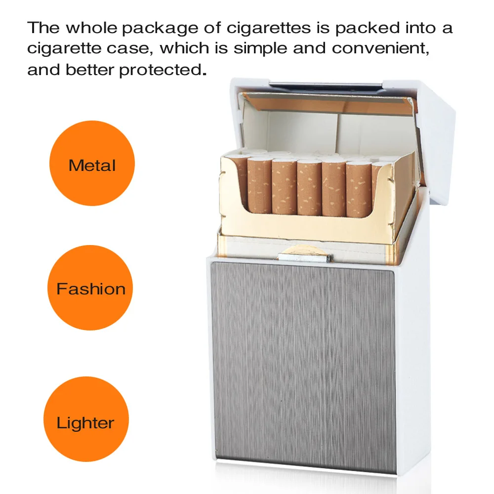 2 в 1 чехол для сигарет Зажигалка курения беспламенный алюминиевый сплав USB