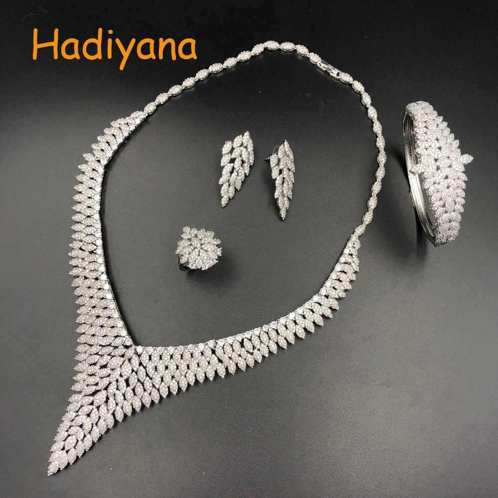 Goede Hadiyana Elegante 4 Pcs Bridal Zirconia Sieraden Sets Voor Vrouwen Partij Luxe Dubai Koper Cz Strass Bruiloft Sieraden Sets 2282W