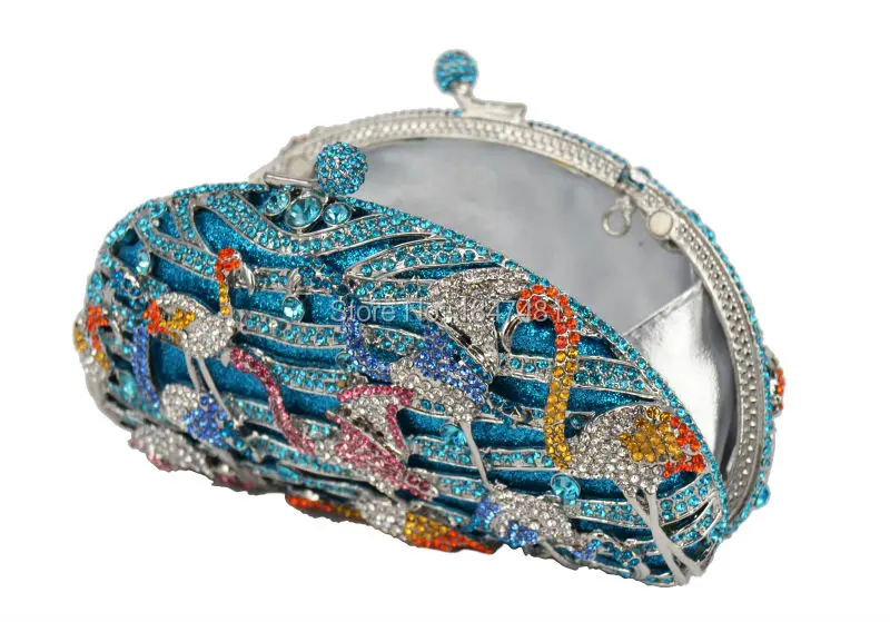 Роскошная вечерняя сумочка в виде синего животного с кристаллами новый дизайн
