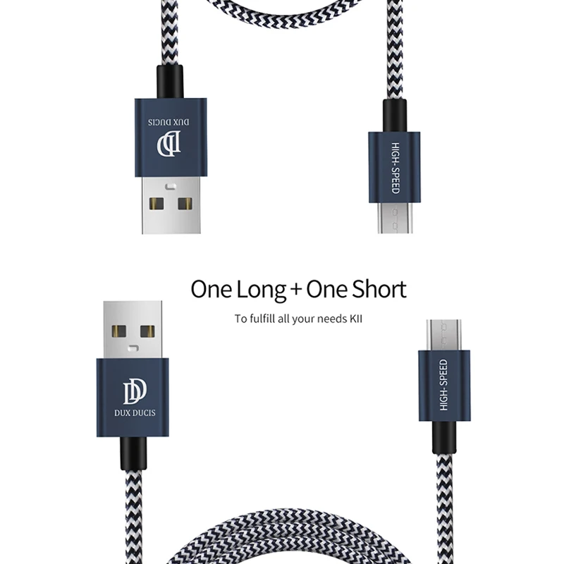 DUX DUCIS 2 шт микро USB кабель нейлоновый для быстрой зарядки данных Xiaomi Huawei Android