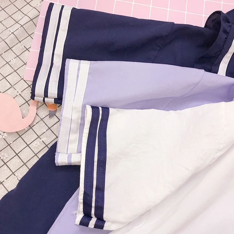 

Kawaii girl sweet lolita shirt student navy collar loose falbala gothic lolita top loli cosplay