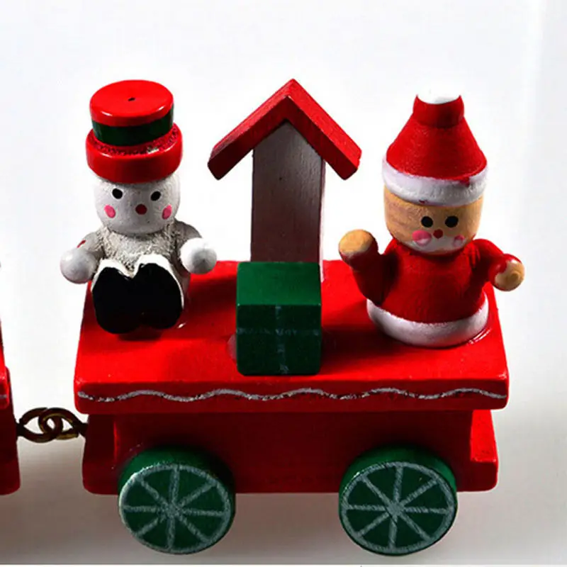 

TECHOME New Special Christmas Decoration 4PC Cartoon Imitated Wooden Christmas Train Santa Claus Festival Ornament Decor Gifts