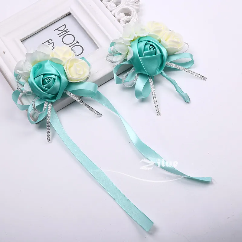2 шт./лот tiffanyblue невесты на запястье цветы корсаж для мужчин корсажи подружки