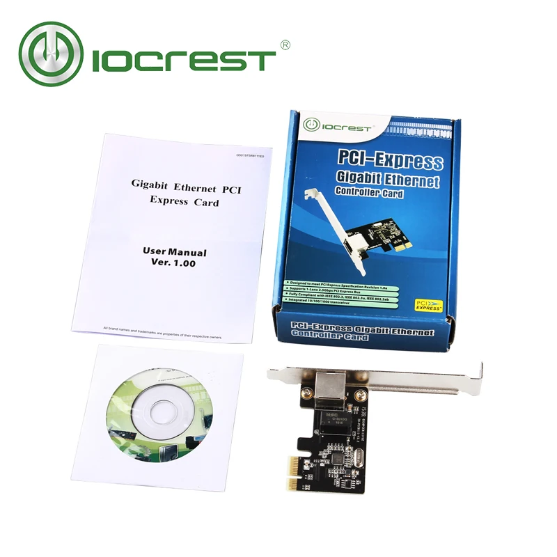 IOCREST Однопортовый Gigabit Ethernet Realtek чип PCI Express Lan контроллер карта RTL8111F PCIe сетевой