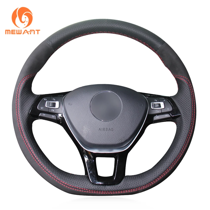 MEWANT удобный мягкий черный замшевый чехол для руля Volkswagen VW Golf 7 Mk7 новый Polo Jetta Passat B8