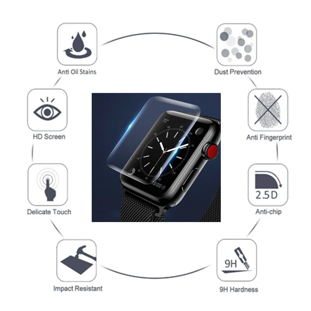 

New 3D Hydrogel Transparent PET Screen Protection Film 44/40/42/38 mm Watch Screen Cover Film For Apple Watch Series 4/3/2/1