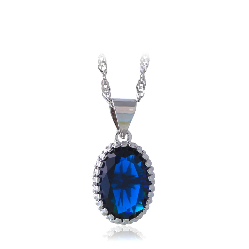 Ayowei Blue Saphire Модные Ювелирные наборы для женщин Серебряные серьги CZ ожерелье