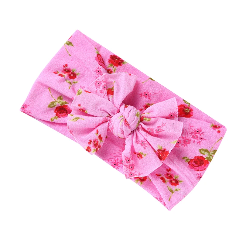 Cinta para el pelo con estampado de color rosa para beb&eacute;, accesorios bonitos para beb&eacute;, Lazo de algod&oacute;n, bandana el&aacute;stica roja y rosa, accesorios para beb&eacute;, 1 unidad-5