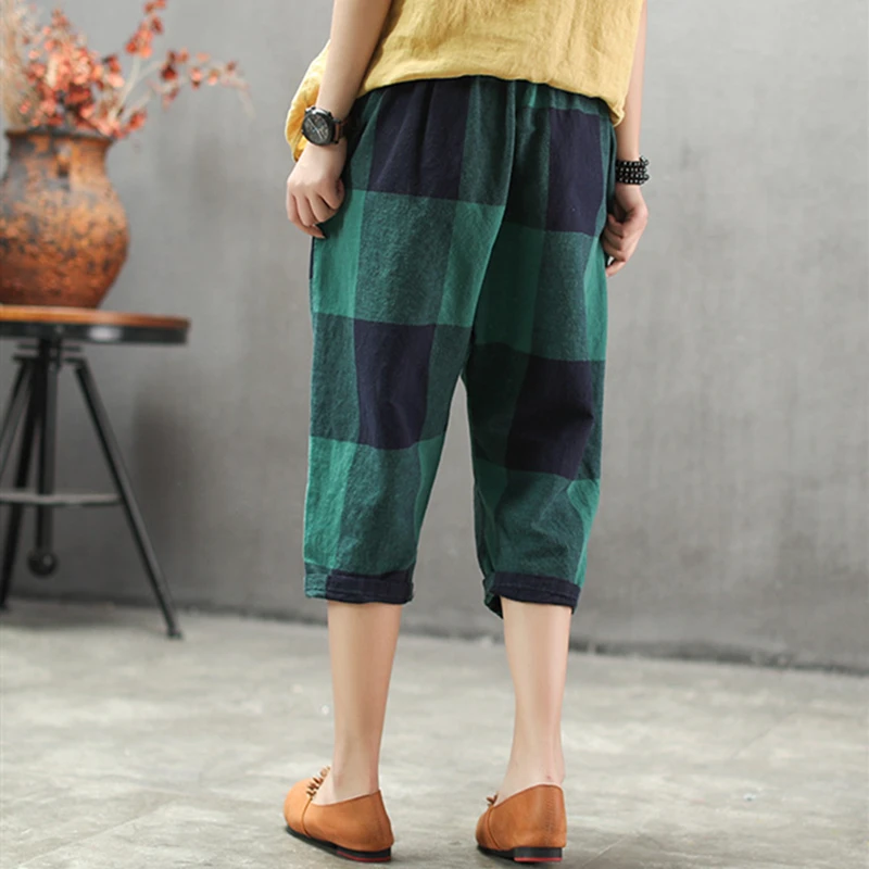 Новинка 2020 повседневные клетчатые женские брюки с эластичной резинкой на талии