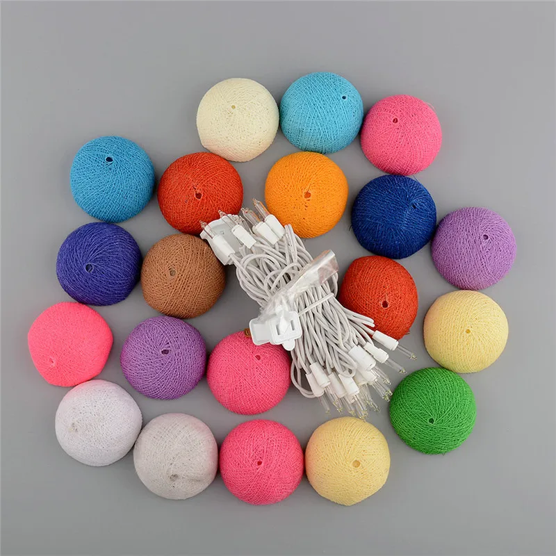 3 м 20 шт. разноцветный хлопковый шар светильник сказочный для детской комнаты