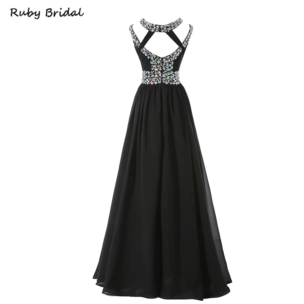 Ruby Bridal 2017 Vestidos De Fiesta длинные черные вечерние платья трапециевидной формы
