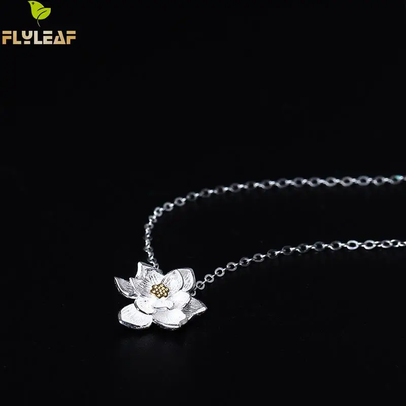 Flyleaf 925 Sterling Silver Lotus Flowers Necklaces &amp Pendants For Women Chinese Elements Lady Vintage Jewelry | Украшения и