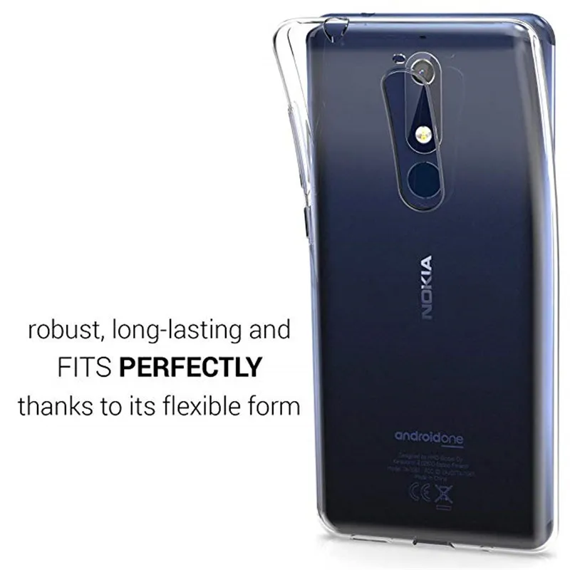 Мягкий прозрачный силиконовый чехол из ТПУ для Nokia 5 1 TA-1061 TA-1075 TA-1076 TA-1081 задняя