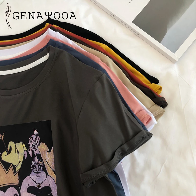 Genayooa Vogue Harajuku летняя футболка для женщин 2019 модная повседневная с круглым вырезом