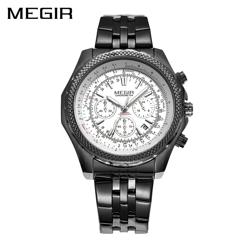 MEGIR оригинальные деловые мужские часы из нержавеющей стали Мужские кварцевые
