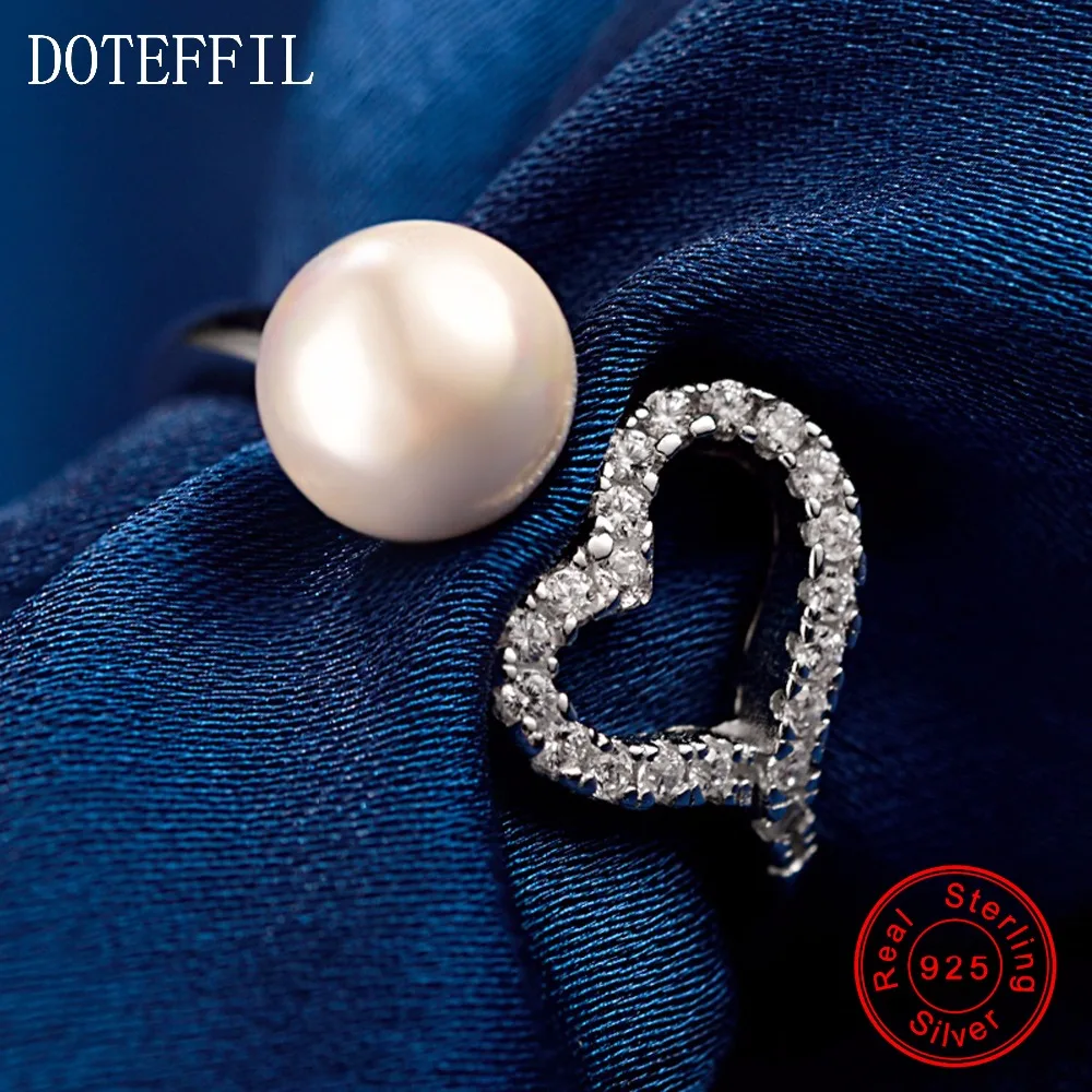 Женское кольцо из серебра 100% пробы с жемчугом|925 silver ring|heart ringfashion rings women |