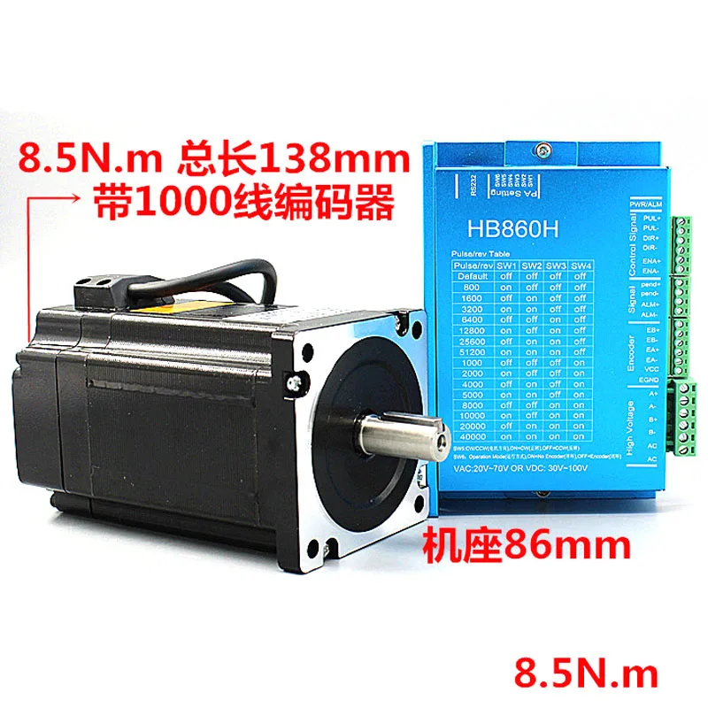 Комплект двигателей с замкнутым контуром Nema34 8.5N.m драйвер HB860H + 86HB250 118B гибридный
