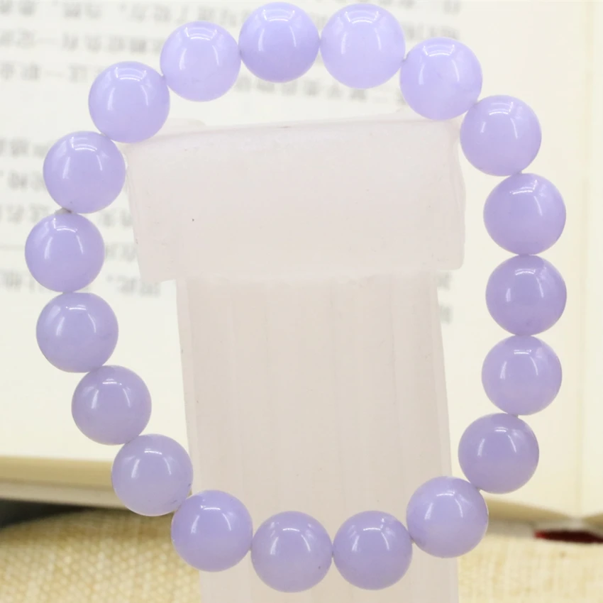 Горячие продажи фиолетовый камень халцедон нефриты 10 мм Круглые Бусины Strand