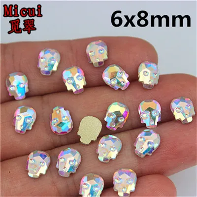 6x8mm Skull Micui 36 шт. несколько форм AB прозрачное стекло Кристалл Плоская задняя сторона клей для страз на не горячей фиксации 3D дизайн ногтей украшения MC15 - Цвет: 6x8mm Skull
