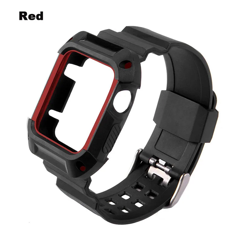 black-red Для Apple Watch 4 чехол 44 мм Прочный защитный чехол с ремешком для Apple Watch 40 мм 44 мм серия 4 часы аксессуары для ремешка - Цвет ремешка: black-red