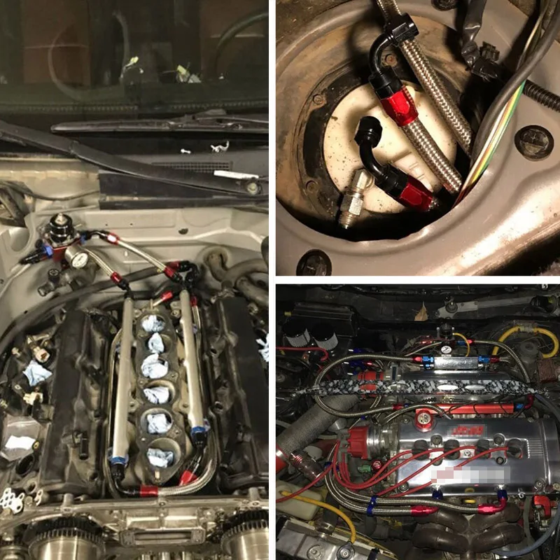 4 прямых конца шланга 90 градусов в нейлоновой оплетке | Автомобили и мотоциклы