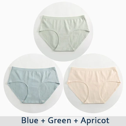 Blue Green Apricot DULAS Pantie женские бактериостази хлопок девушки нижнее белье средней посадки девушки нижнее белье дамы бесшовные Большие размеры трусики 3 шт./лот - Цвет: Blue Green Apricot