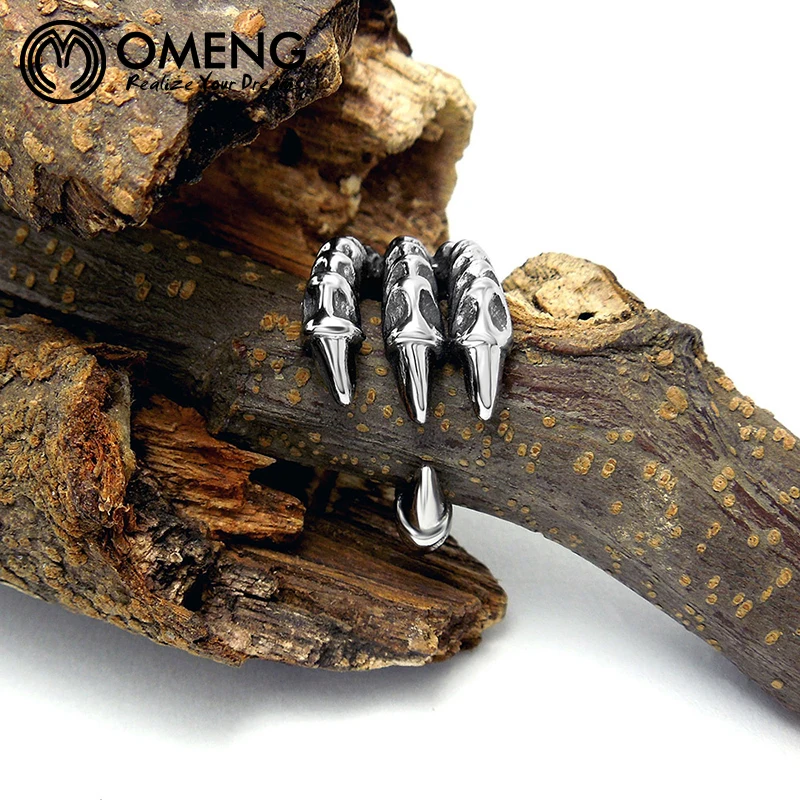 OMENG New Punk Rock Titanium Steel Men's Biker Rings Vintage Gothic Silver plated Color Dragon Claw Ring Men Jewelry JZ318 | Украшения