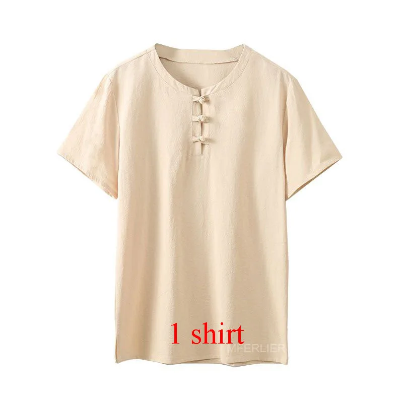Khaki 1 shirt MFERLIER Летняя мужская рубашка 5XL 6XL 7XL 8XL 9XL 10XL бюст 157 см размера плюс льняная рубашка большого размера с брюками мужские 5 цветов - Цвет: Khaki 1 shirt