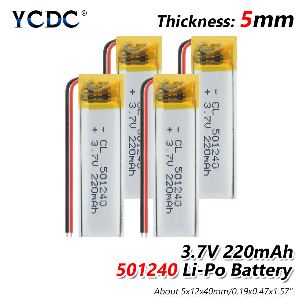 3,7 V 220 мА* ч перезаряжаемого литий-полимерный литий-ионный аккумулятор 501240 1/2/4 шт. AA батареи AAA для MP3 MP4 MP5 BLUETOOTH гарнитура gps