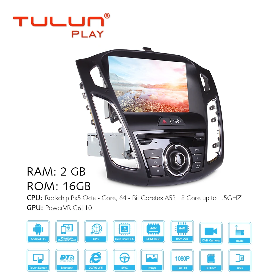 Автомобильный мультимедийный плеер Восьмиядерный Android 8 1 GPS 2 Din dvd-плеер для FORD Focus