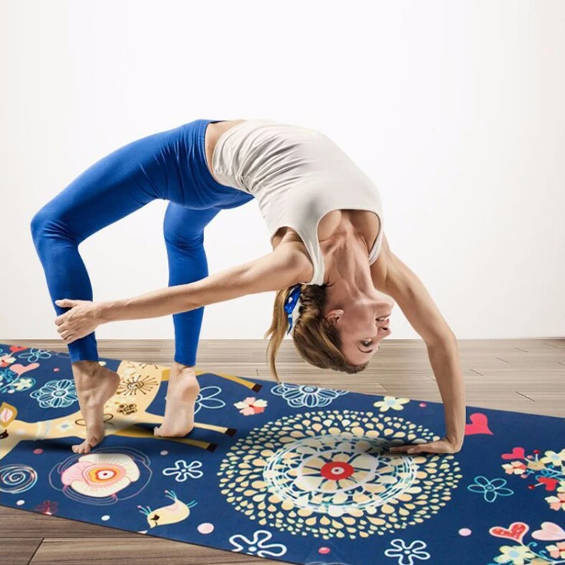 5 мм Lotus Pattern замшевый коврик для занятий йогой нескользящий похудения фитнес