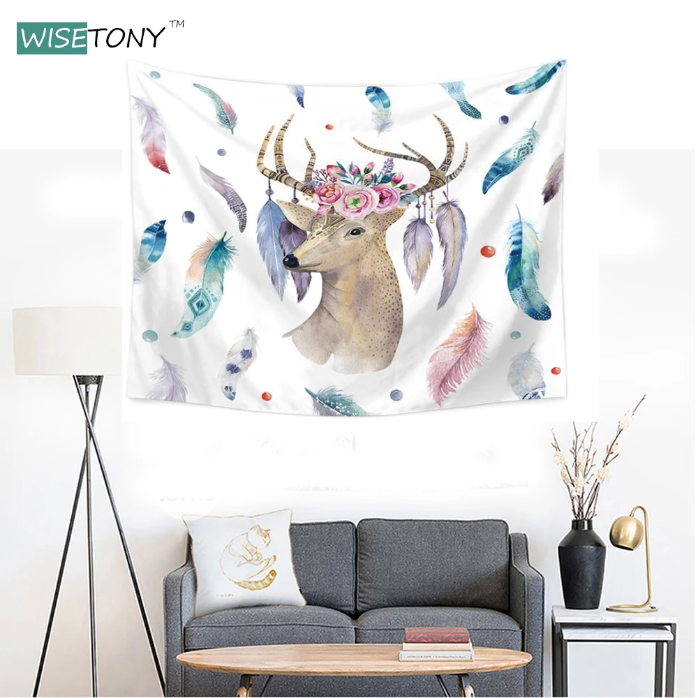 WISETONY олень гобелен пляжные Полотенца Arazzo индийской Home Decor тентуре панно Мандала