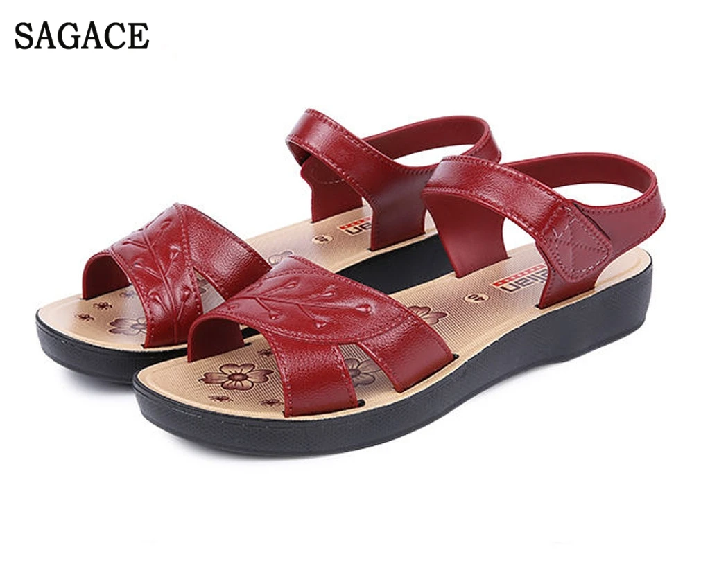 SAGACE/женские летние дышащие сандалии на плоской подошве с рисунком листьев и