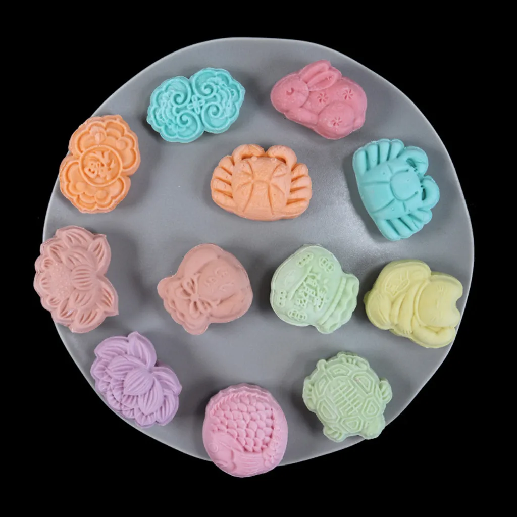 Mooncake плесень цветок середины осени фестиваль Ручной пресс луна торт резак формы набор июля#10