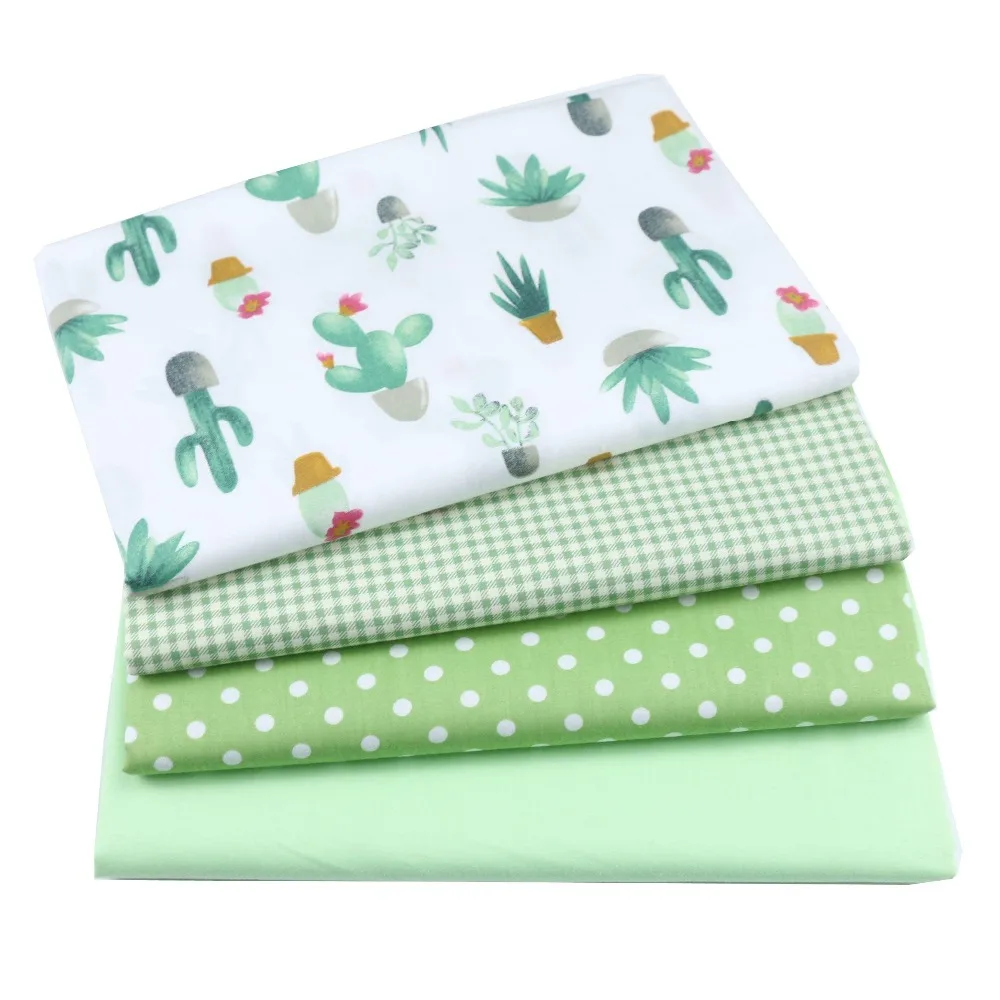Syunss Green Cactus Grid Dot Printed Cotton Fabric DIY Tissue Patchwork Telas Sewing Baby Toy Bedding Quilting Tecido The Cloth | Дом и сад