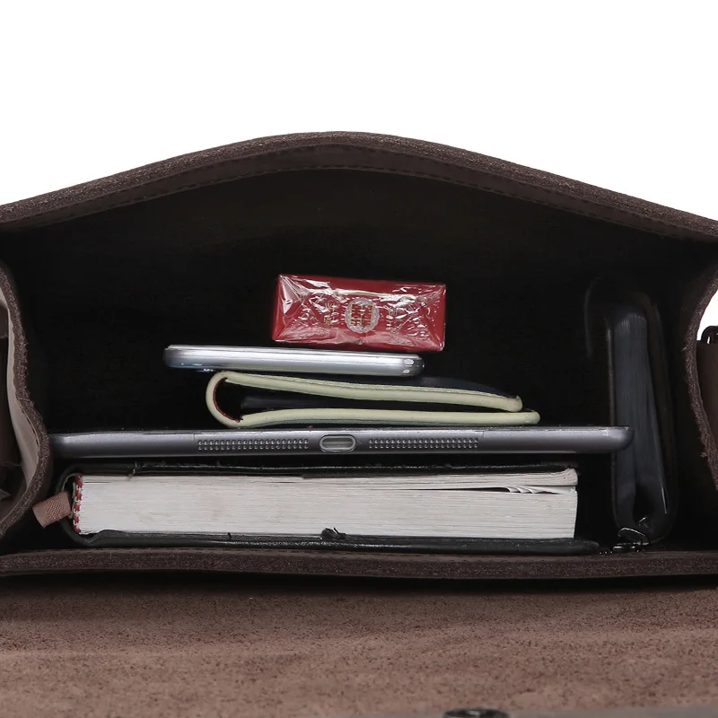

Retro Men's Shoulder Bags Genuine Leather Crossbody iPad Man Male Flap Cowhide Crazy Horse Slight Buckle Messenger Bag Business